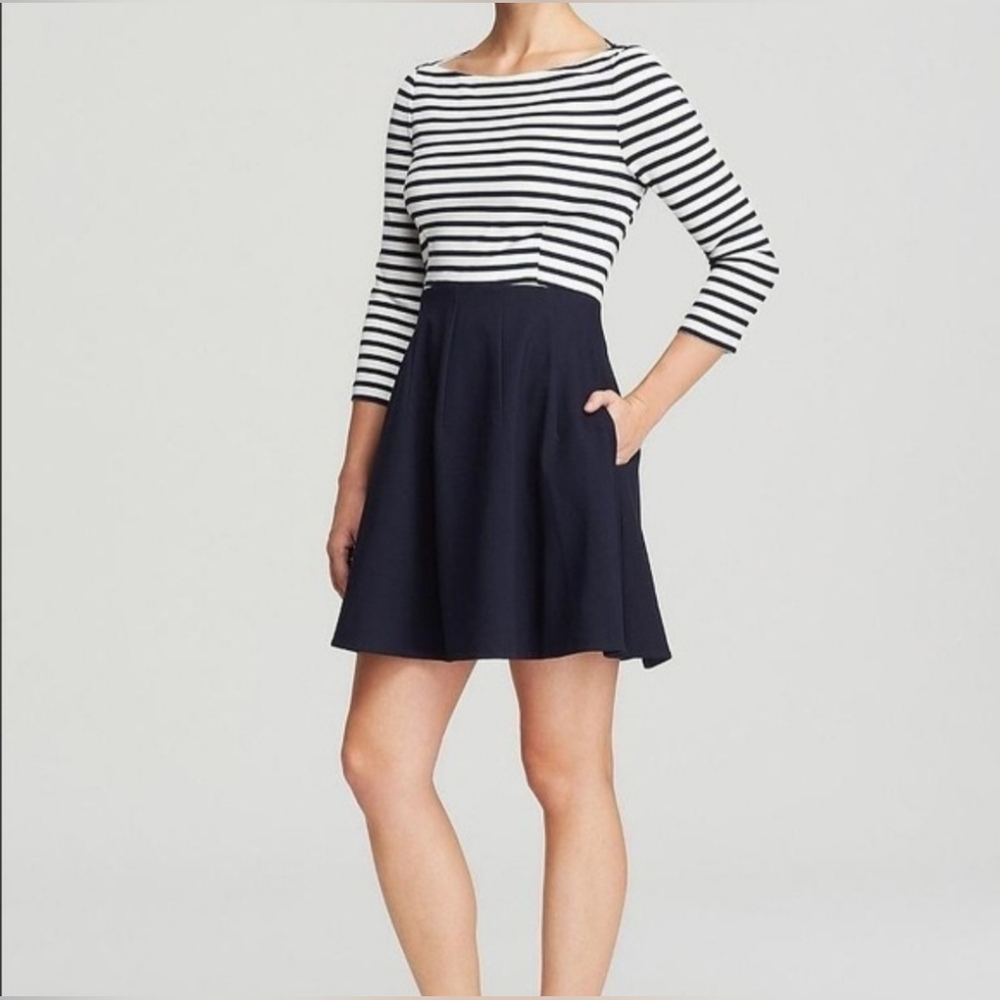Kate Spade Navy and White Midi Dress Size 6